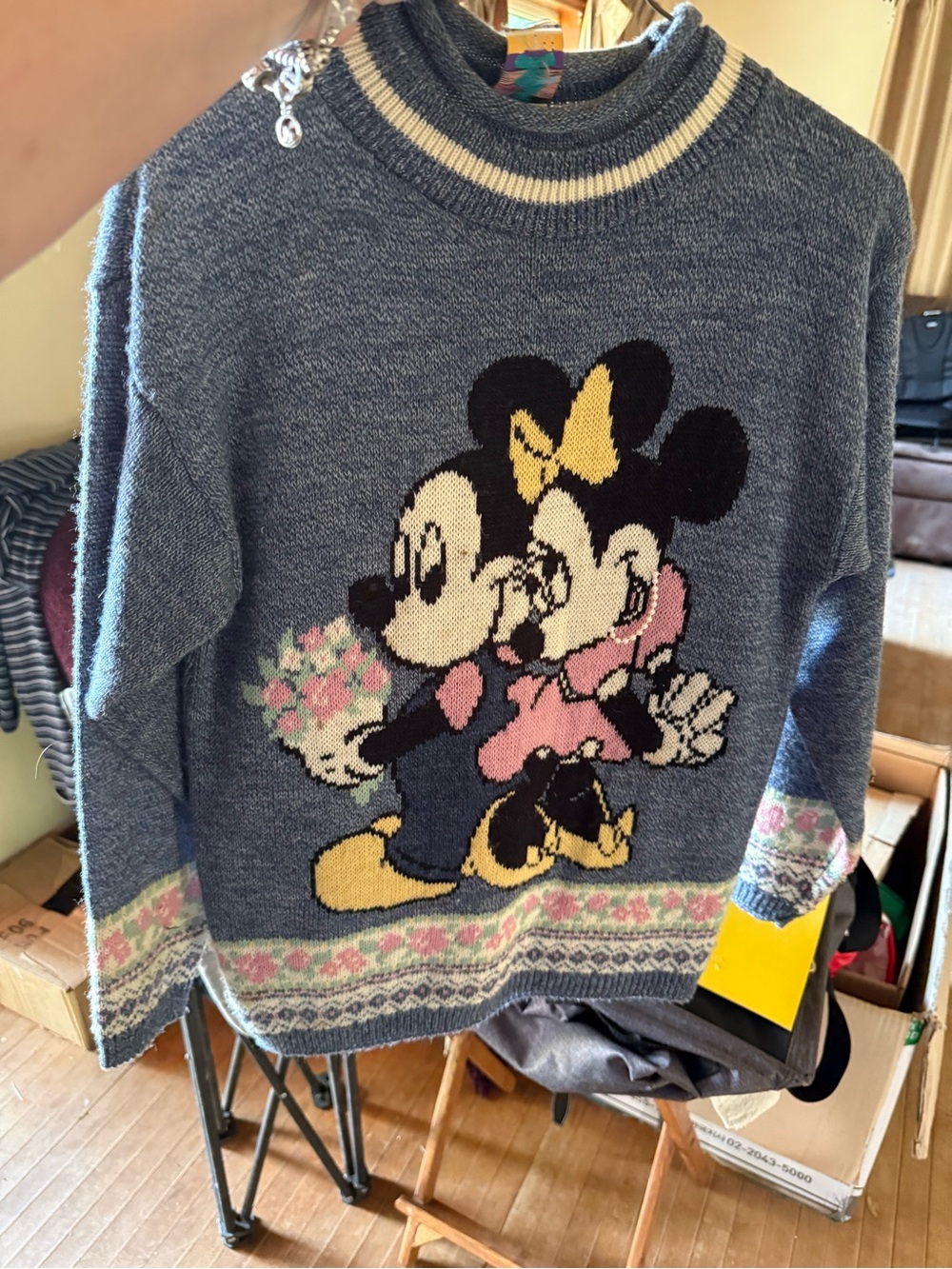 Vintage Mickey and Minnie Knit Sweater - Women's
